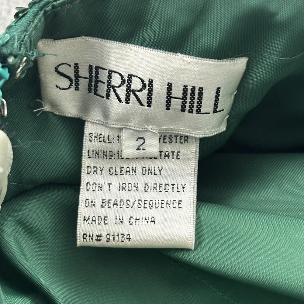 Sherri Hill Dress Womens 2 Emerald Green‎ Sequin Halter Sweetheart Prom Cocktail - Picture 8 of 16
